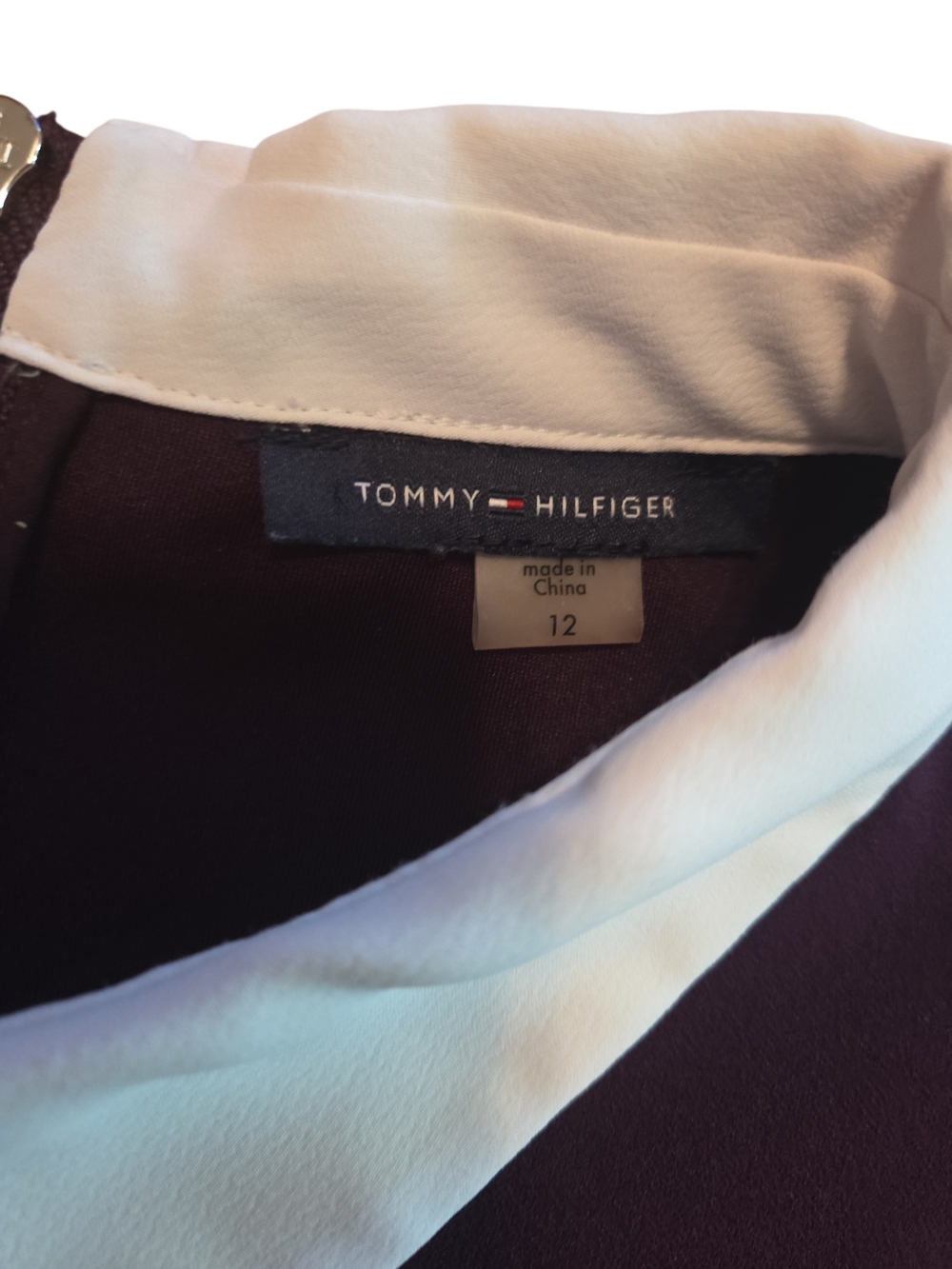 Tommy Hilfiger Purple A-Line White Collar And Trim Contrast Shift Dress Size 12 - Picture 6 of 6